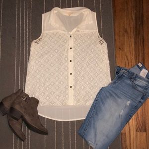 Button down collar top